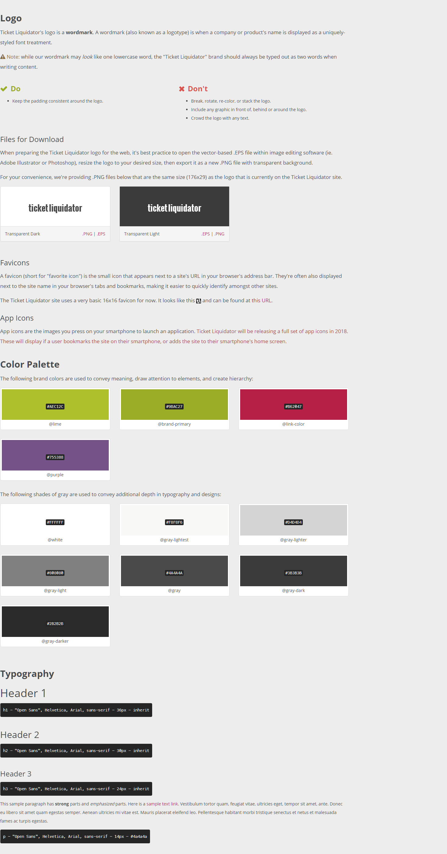 Ticket Liquidator style guide: logo, color palette, typography, and imagery guidance